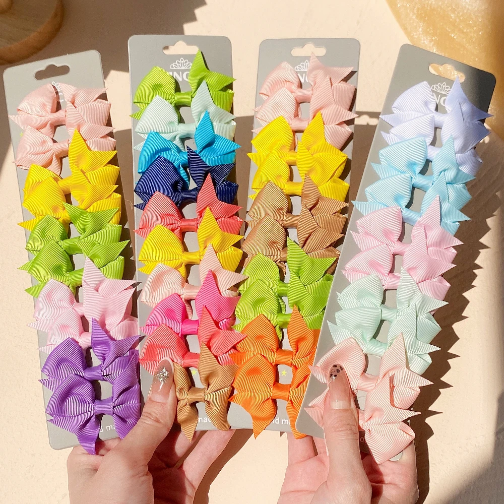 

10pcs/set Cute Hair Bows with Clip for Girls Grosgrain Ribbon Hair Clip Hairgrips Barrettes Kids Simple Hairpin Hair Accessories