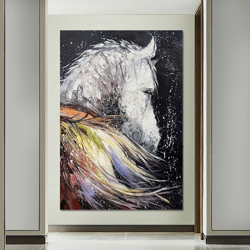 

3d Horse Painting Animal Head Wall Decoration Artwork Frameless Abstract Canvas Art Wholesale Cheap Picture For Living Room