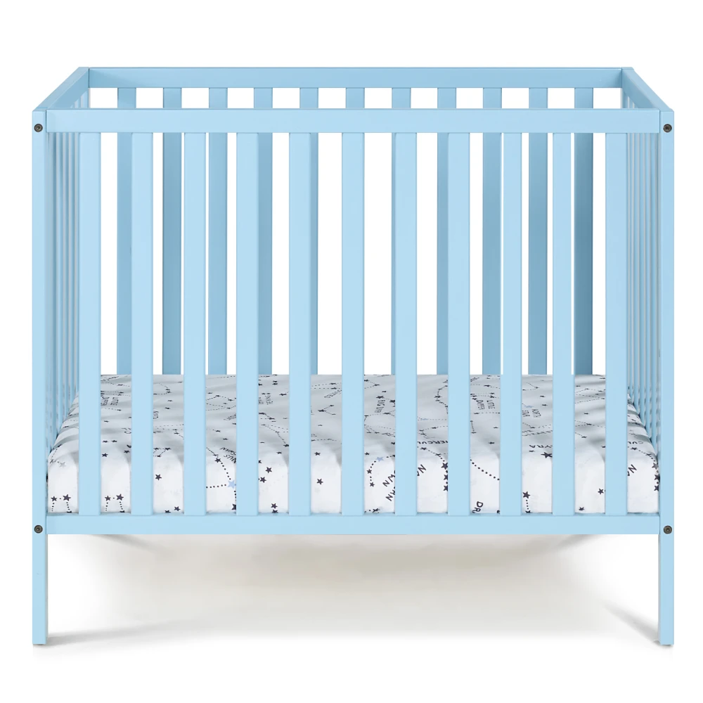 Palmer 3-in-1 Convertible Mini Crib Baby Blue w/ mattress pad 2