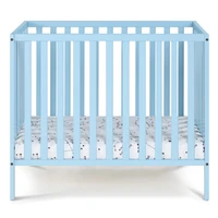 Palmer 3-in-1 Convertible Mini Crib Baby Blue w/ mattress pad 2