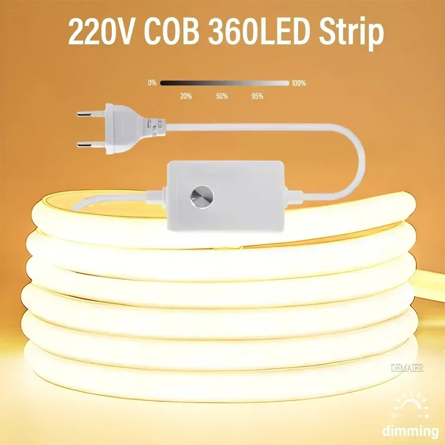 รูปสินค้า ไฟแถบ LED COB ยืดหยุ่น สว่าง 360 LED/ม. กันน้ำ กลางแจ้ง