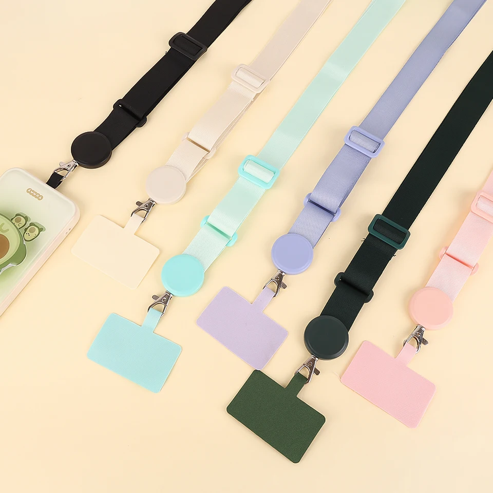 Mylovetime Confezione Da 4 Cordini Per Cellulare Regolabili Con Tracolla In Nylon E Targhette Intercambiabili – Universale Per Smartphone, Nero E Grigio, Antifurto