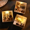 DIY Paper Mini Doll Houses Miniature Building Kits Study Room Kitchen Casa With Lights Dollhouse for Adults Birthday Gifts 1