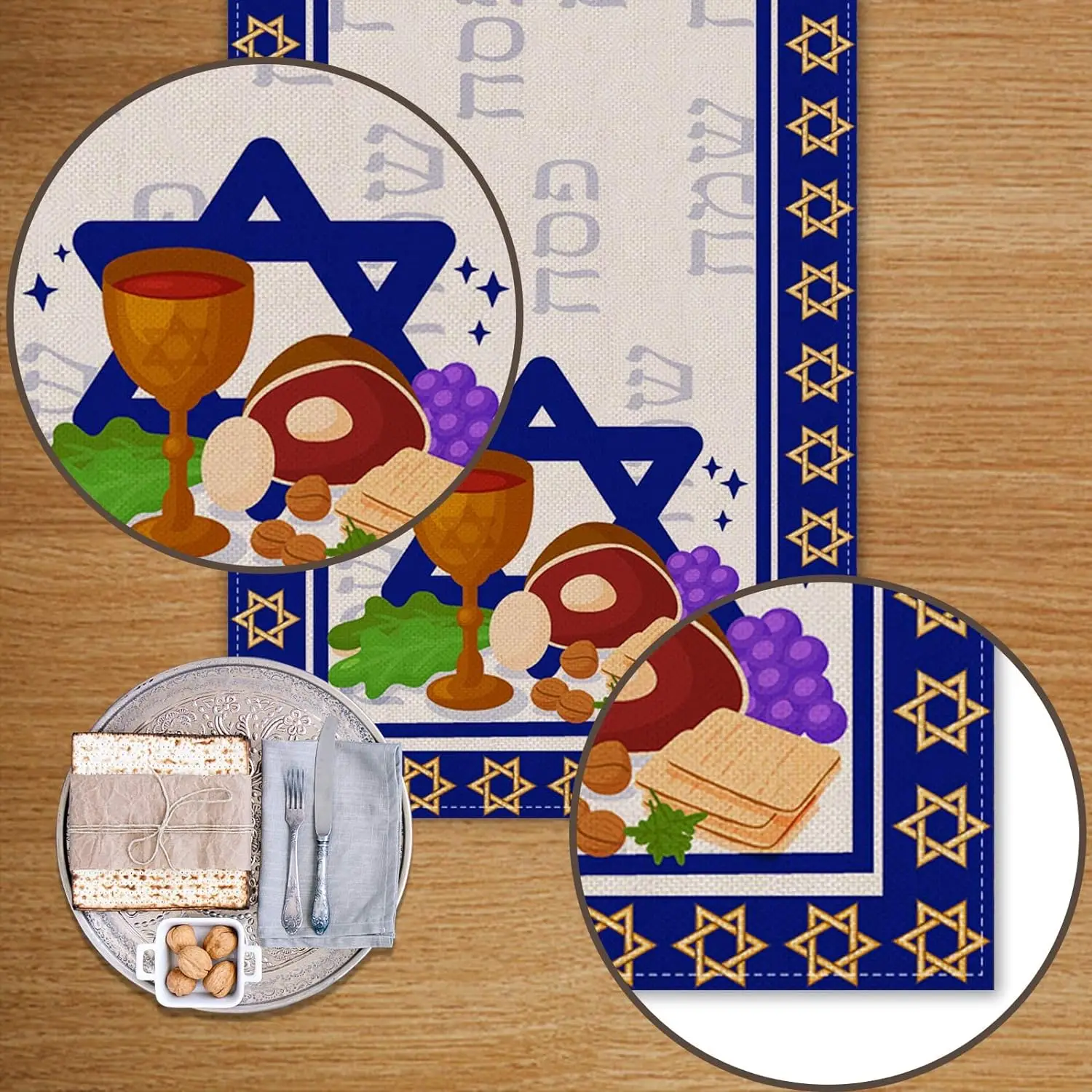 Happy Passover Linen Table Runners Dresser Scarves Table Decor Farmhouse Dining Table Runners Holiday Party Jewish Decorations 5