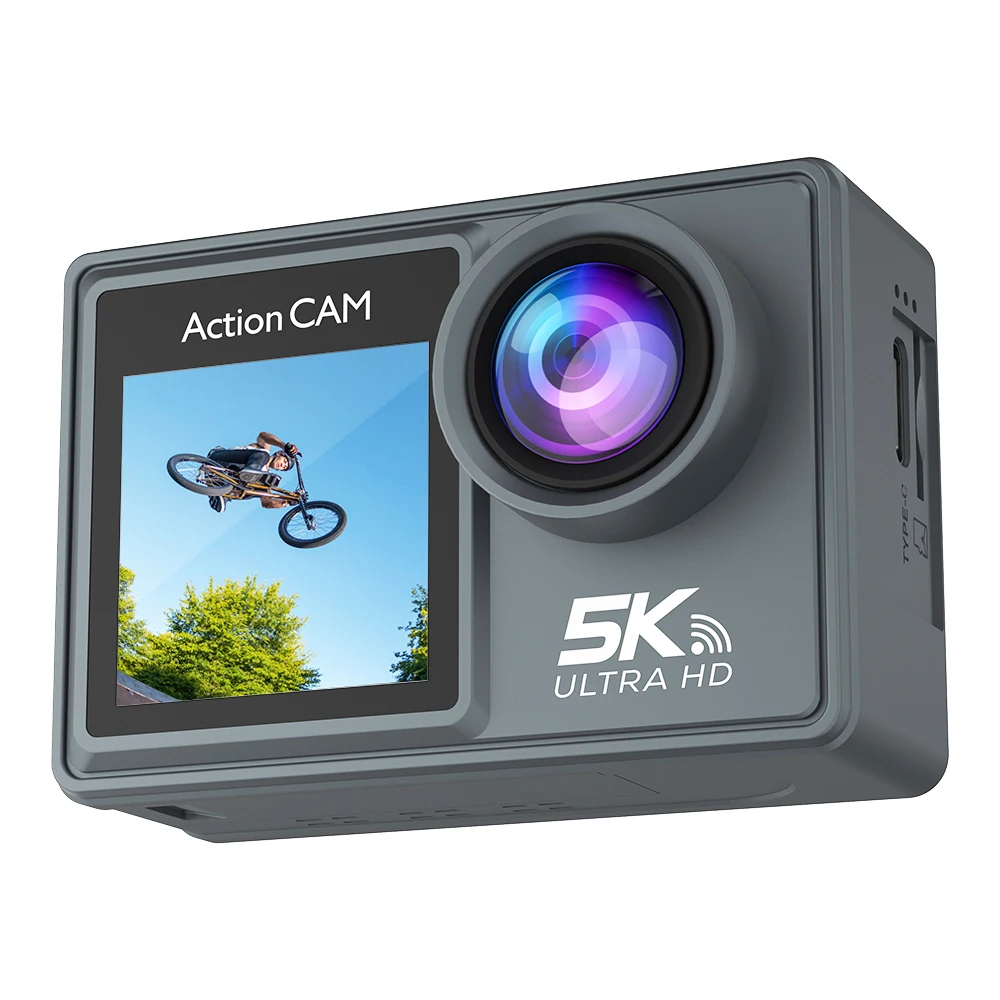 

5K 30FPS Action Camera Dual Screen 4K 60FPS 170° Wide Angle 30m Waterproof Sport Camera with Remote Control Bicycle Diving Cam