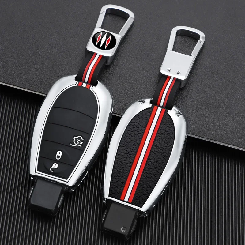 Metal Car Key Case Cover Fob Shell for Chrysler 300C Jeep Commende Dodge Durango Ram Grand Voyager Caravan Cherokee Town