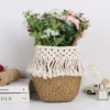 Cestas De Mimbre Decorativas Rattan Basket Bohemian Tassel Wicker Basket Garden with Macrame Tassel Home Organizer Panier Osier 4