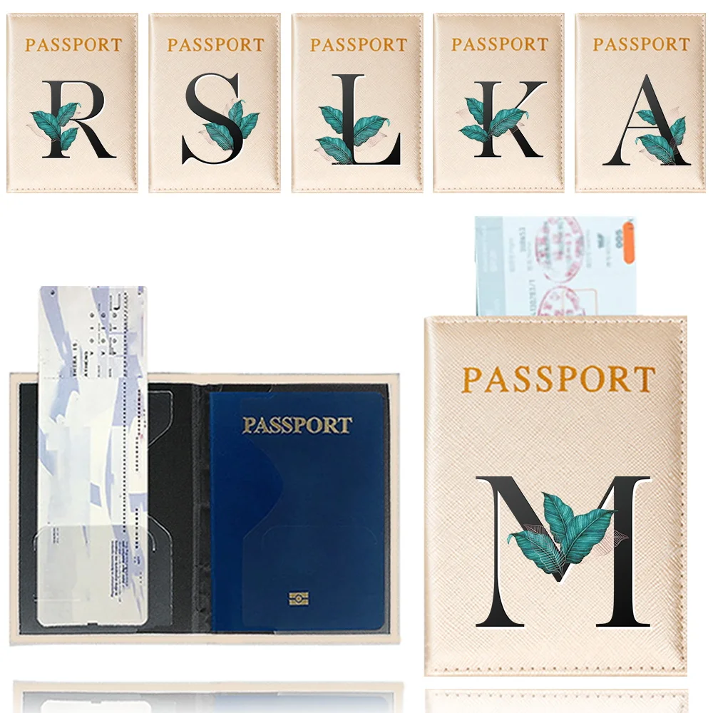 

Travel Passport Covers Multifunctional Passport Case Storage Bag Simplicity Credit Card Holder Case for Unisex Leaf Pattern