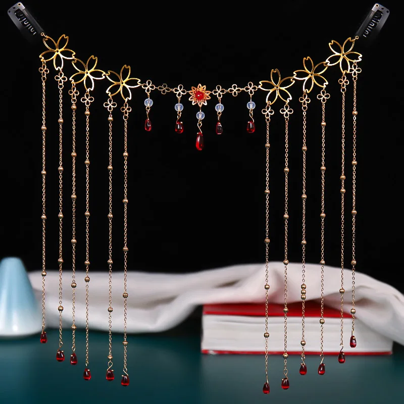 Fairy Long Tassel Veil Hair Ornaments Forehead Chain Face Curtain Retro Luxury Crystal Chrismas Headdress Women Hair Accessories hair accessory,hair headdress,jewelry accessories