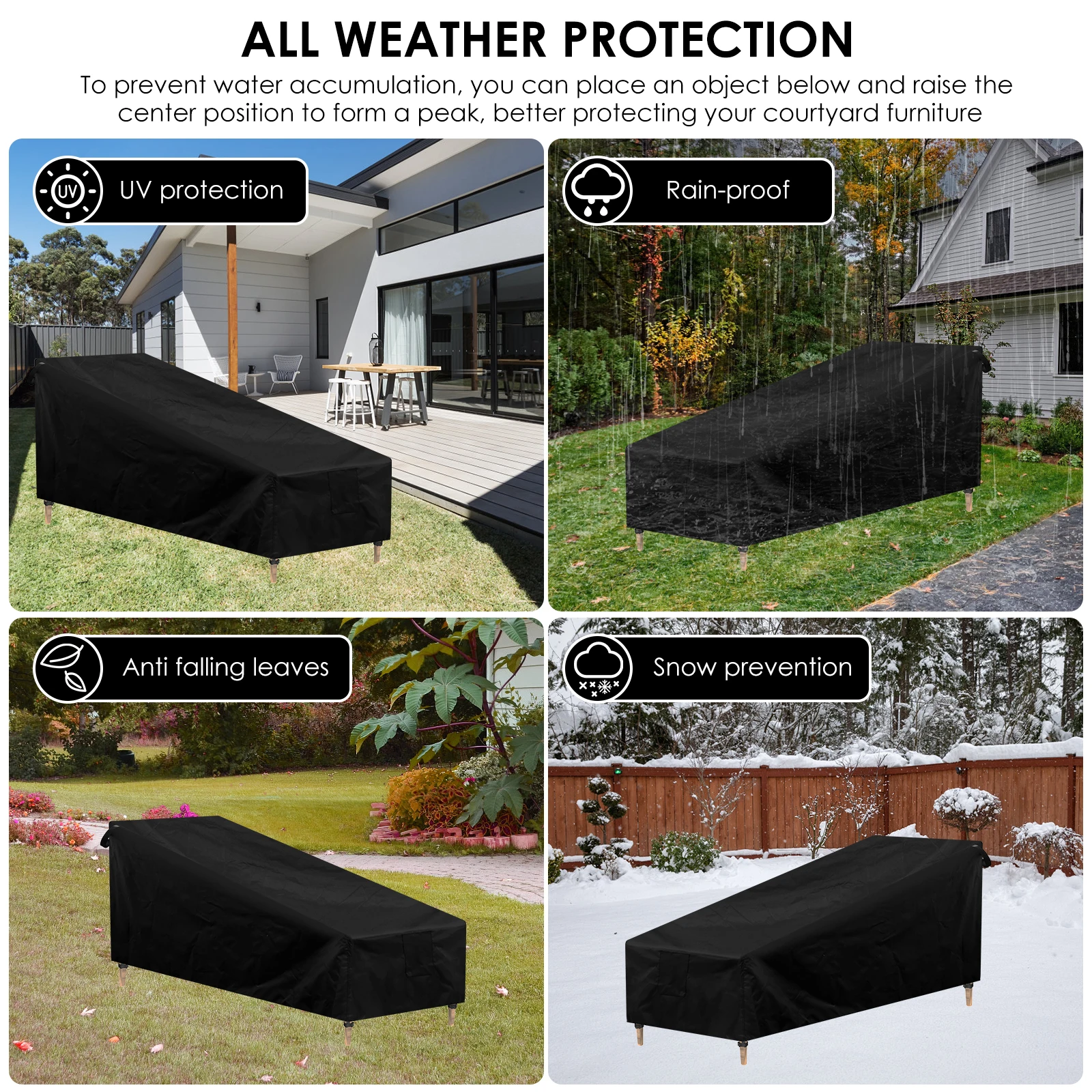 1/5Pcs Outdoor Lounger Protective Cover Waterproof Anti-UV Garden Patio Furniture Cover for Sunbed Recliner Lounge Chair