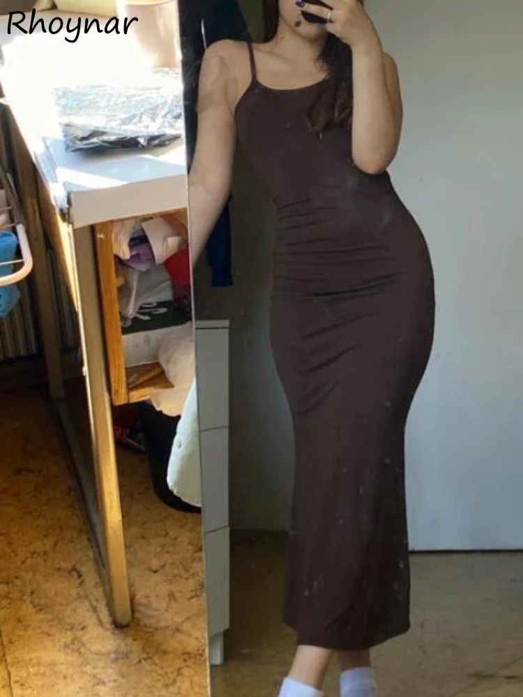 

Женское однотонное платье без рукавов, универсальные простые облегающие платья для отдыха, модная Корейская одежда, Стильная летняя уличная одежда