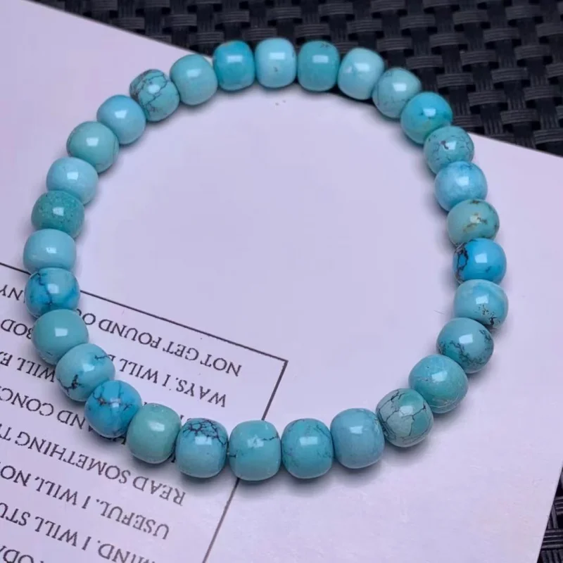 

Natural Raw Ore Turquoise Bracelet round Beads Old Type Men's and Women's Rosary Bracelets 108 Bead Accessories Crafts High Porc