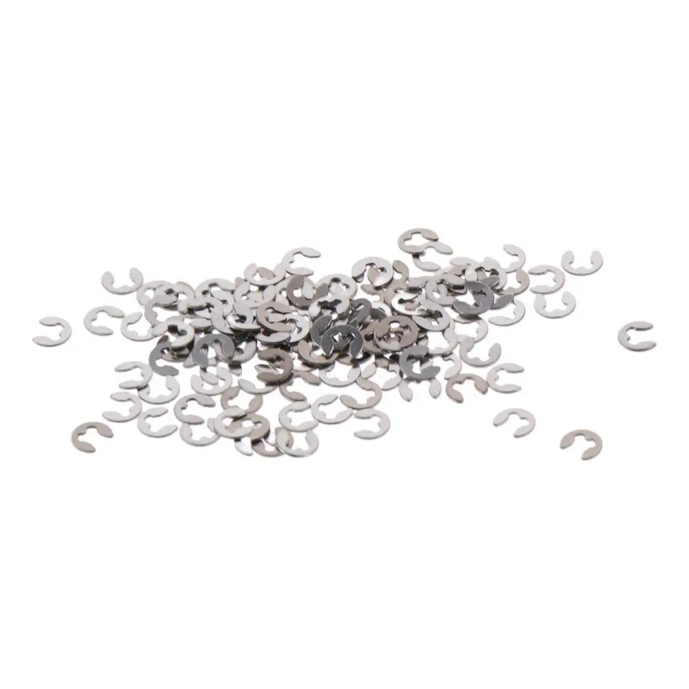 100Pcs 304 Stainless Steel Snap Ring Practical 2mm x 5mm Silver Tone Bearing Retaining Circlips E-Clips Shaft Fastener