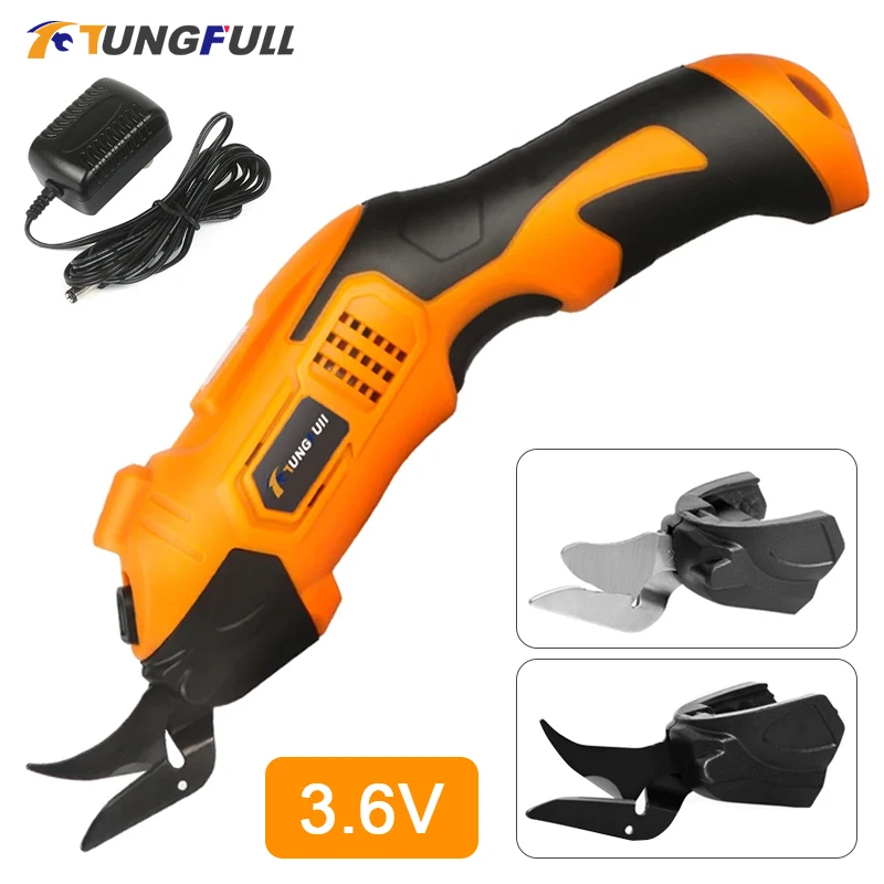 3.6V Electric Scissors Cordless Rechargeable Battery Cutter Cloth Carpet PVC Fabric Leather Cutting Tools Cordless Sewing Shear 21v cordless electric hedge trimmer 2 in 1 household lawn mower rechargeable weeding shear pruning mower garden tools 15000rpm