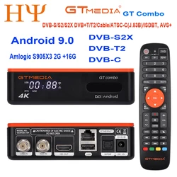 GTMEDIA GT COMBO Android 9.0 TV BOX+DVB-S/S2/S2X,DVB+T/T2/Cable/ATSC-C(J.83B)/ISDBT 4K Android BOX 4:2:2 2+16GB System is GT UI