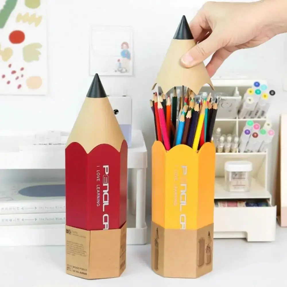

Dustproof Lid Pencil Box Learning Supplies Pencil Shape Plastic Pencil Holder Large Capacity Unique Cartoon Pen Case Stationery