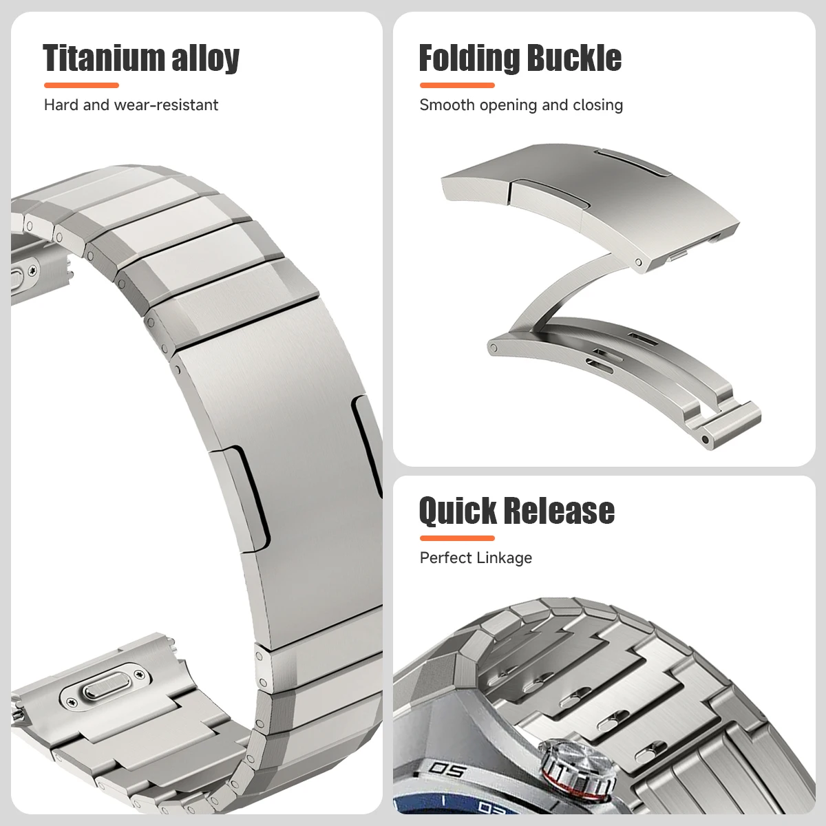 Premium No-Gap Titanium Quick Release Luxury Metal Watch Strap