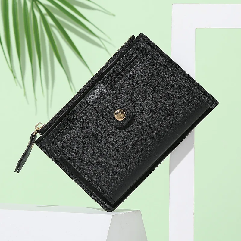 Fashion Women's Money Clip Wallet Zipper Pocket Pu Leather Purse Female Card Coin Holder Small Credit Cards Short Wallets