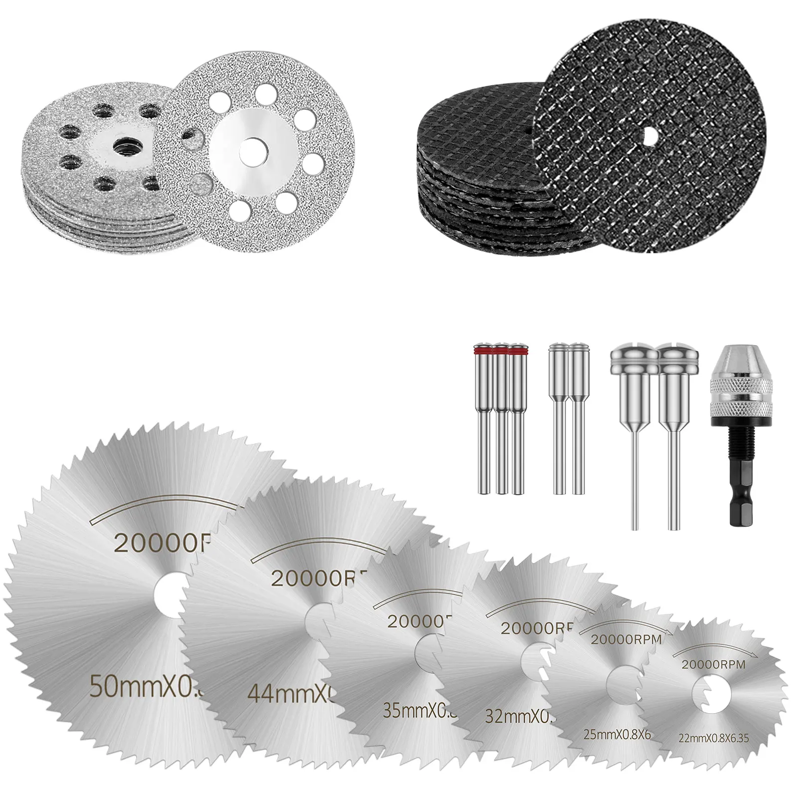 

60Pcs Cutting Wheel Set Rotary Tool Mini Cut Off Wheels High Efficient HSS Saw Blade Diamond Cutting Disc Resin Cutting Tools