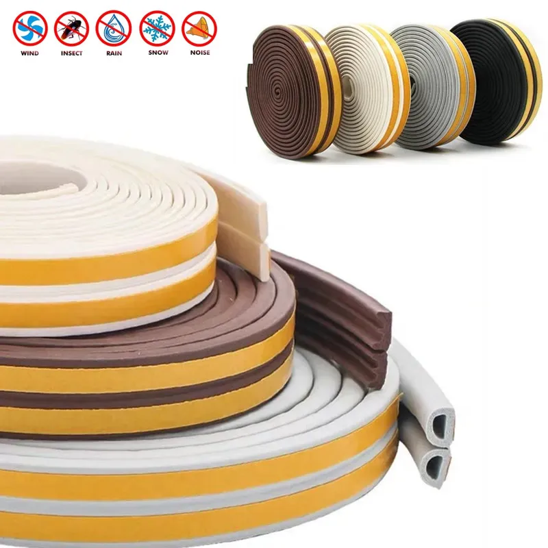 5/10m Seal Strip Self-Adhesive D Type Doors Window Gasket Soundproof Rubber Foam Weatherstrip Sealed Collision Strip