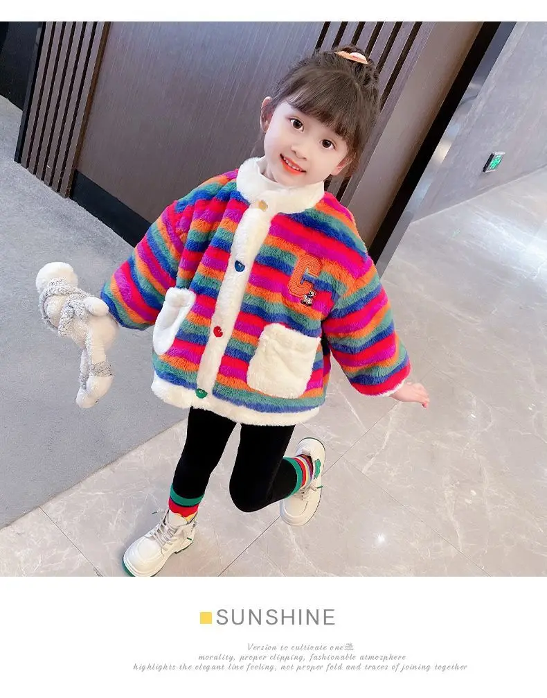 

Children Winter Coats 2023 Outerwear Girls Warm Fleece Plush Jacket Baby Girls Jackets for Autumn Winter Children Clothing TY60