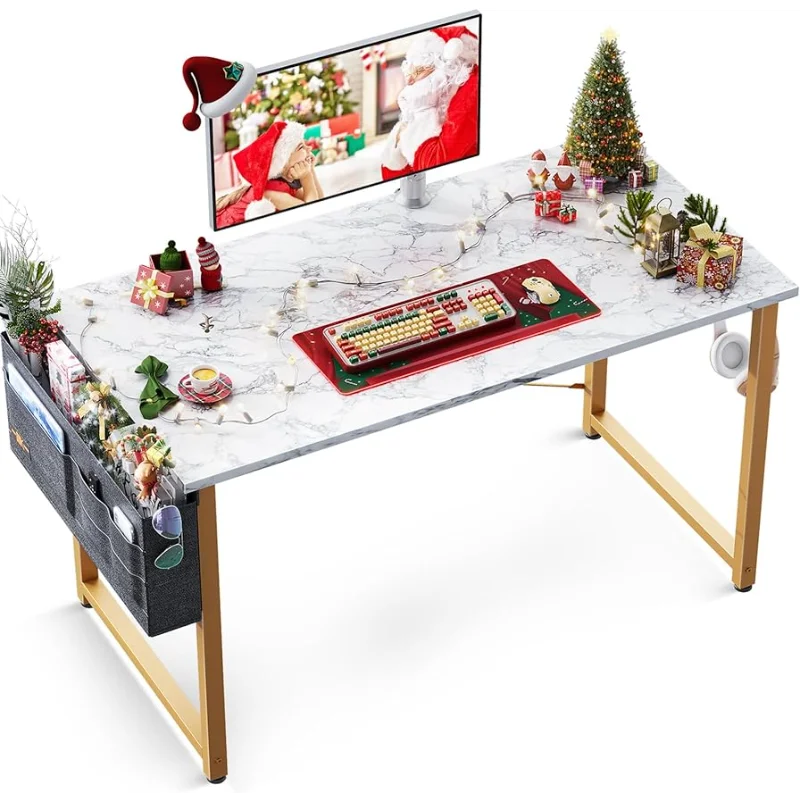

ODK Study Computer Desk 40 inch Home Office Writing Small Desk, Modern Simple Style PC Table with Storage Bag and Headphone Ho