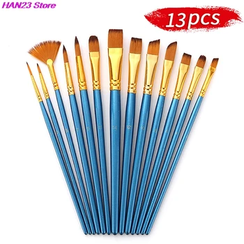 Nuovo Set di pennelli per pittura 10/13 pezzi pennello per pittura artistica per pittura a guazzo ad acquerello acrilico ad olio forniture per artisti professionisti 1