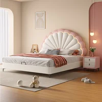 Princess Soft Leather Bed Modern Luxury Lights Girls Loft Children Beds Single Queen Camas De Dormitorio Furniture For Bedroom