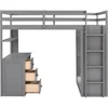 Twin Size Loft Bed Solid Wooden Loft Bed Frame with Drawers,Desk,and Wardrobe & Safety Guardrail for Kids, Boys and,GirlsTeens 4