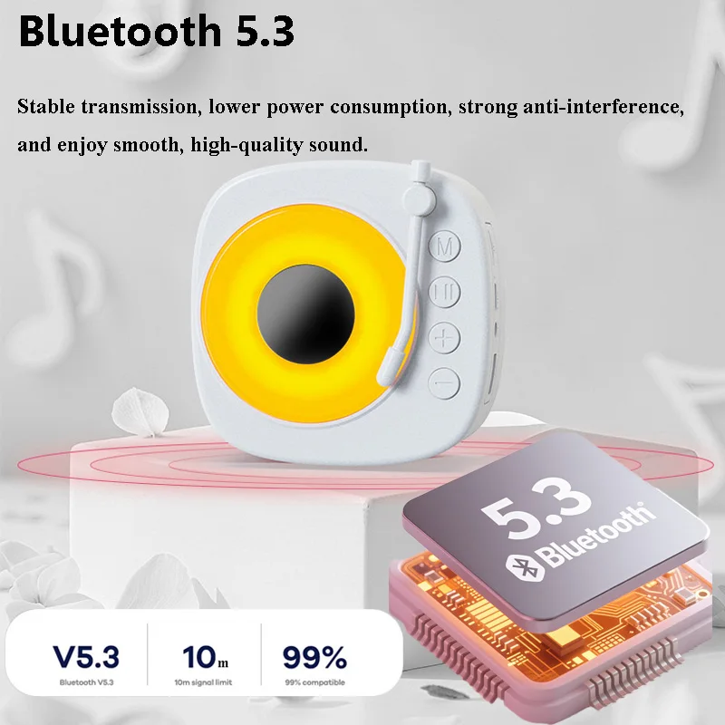 Mini Retro Vinyl Player Bluetooth Speaker with RGB Light Vintage Turntable Hifi Sound Muisc Box Recorder TF USB AUX Audio Play