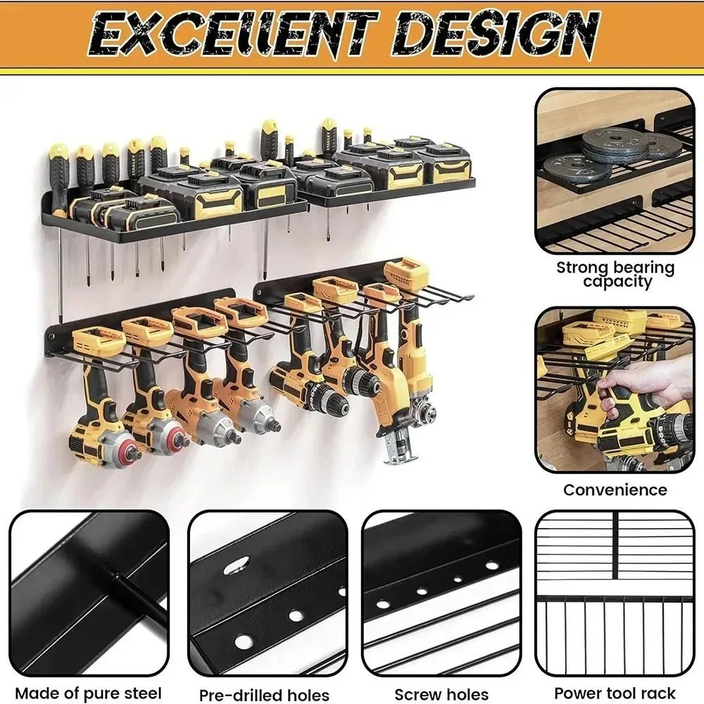 Power Tool Rack Electric Drill Screwdriver Tool Storage Shelf Wall Mounted Tools Organizer Simply Garage Charger Storage Holder