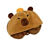 Capybara Hat Neck Pillow Anime Figure Hooded UShaped Pillow Soft and Portable Relieve Neck Strain for Travel Dropship 1