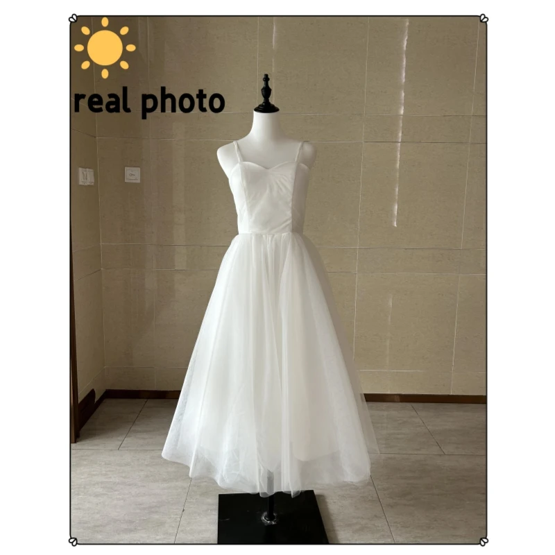 Sweet Simple Short Wedding Dresses Fashion Spaghetti Straps Tulle wedding dresses