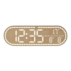Oversized LED Wall Clock with Temperature, Date, and Weekday Display - Adjustable Brightness & 12/24H Format (YELLOW)