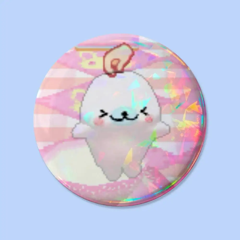 Niedliche M-Mamegoma Seal Meme Anstecknadeln, runde kreative Broschen, Taschen-Deko-Accessoires, Geschenke für Fans und Freunde – Detail 9
