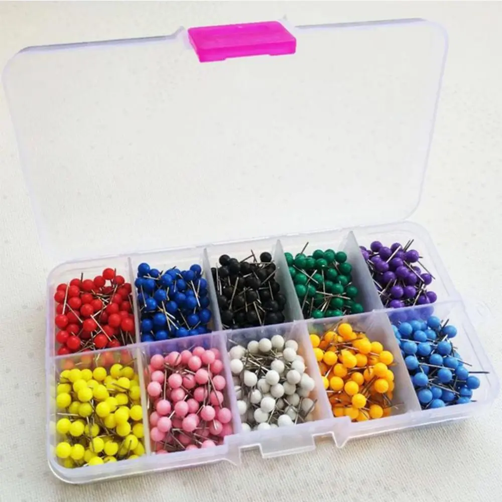 500 Unids/set Tachuelas De Mapa Chinchetas Cabeza De Plástico Con Punta De Acero, Tablero De Corcho De 4mm 11mm Chinchetas De Color De Seguridad Suministros Colar De Oficina - AliExprs