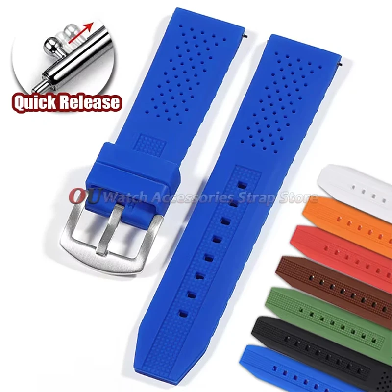 Breathable Quick Release Silicone Watch Strap - Soft Rubber Band