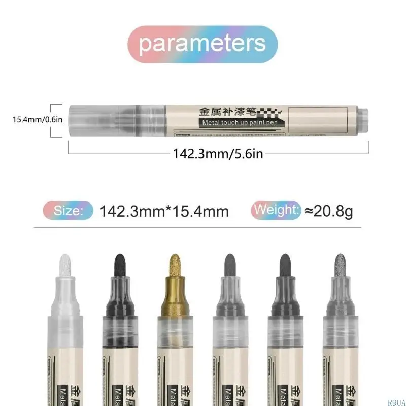 R9UA Permanent Marker Pen for Metal Metallic Color Waterproof Permanent Marker Pen