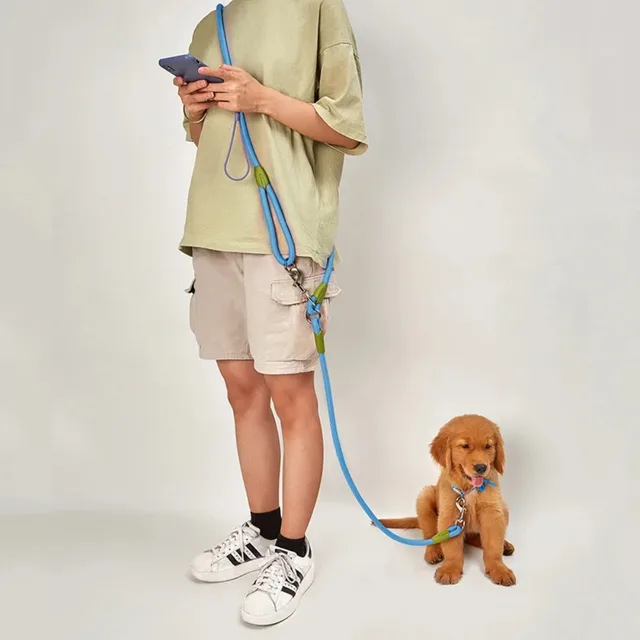 Reflective Nylon Leashes Pet Dogs Chain Traction Rope Leads for Running Dog Walking Free Hands Rope Chain for Small Large Dogs 4