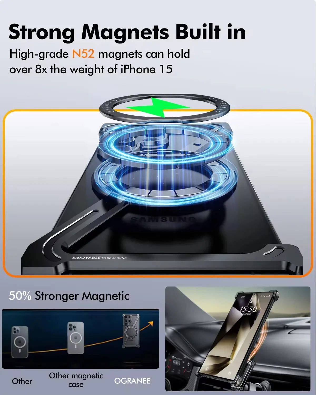 Metal MagSafe Z Shape Phone Case for Samsung Galaxy S24S25 Ultra - 360 Rotating Bracket Cover