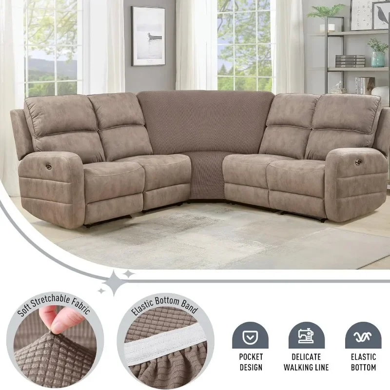 Corner Sofa Cover Stretch Corner Couch Cover Furniture Protector for Living Room L Shape Slipcover Couch Additional Seat 2