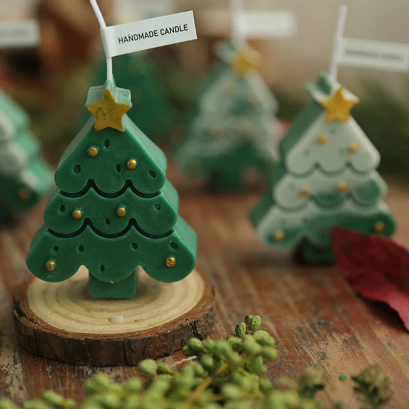 Festive Multi-Color Christmas Tree Aromatherapy Candle Ornament - Perfect Romantic Holiday Gift