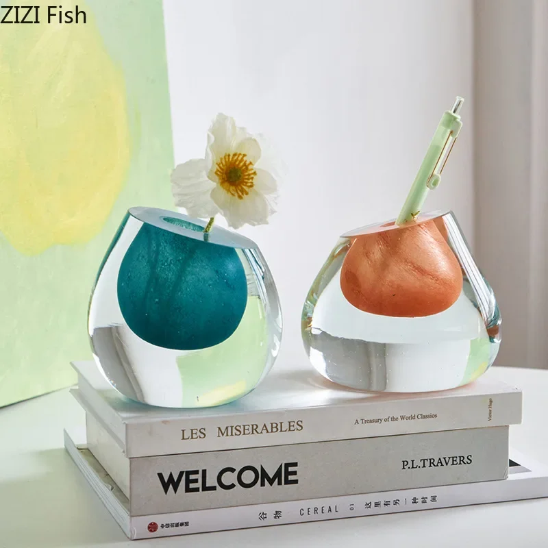 Thick Glass Vase Small Mouthed Hydroponic Vase Flower Vessels Ornament Flower Arrangement Decorative Vases Dried Flower Vases 3