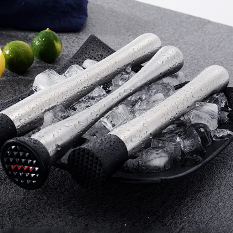Stainless Steel Cocktail Shaker Muddler Wine Mixing Stick Mojito Shaker Ice Crusher Hammer Wine Drink Muddler Crushed Barware