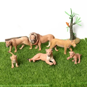 Реалистичные фигурки льва с кубиками льва, набор для всей семьи в джунглях, обучающая игрушка, топпер для торта, подарок для детей, малышей