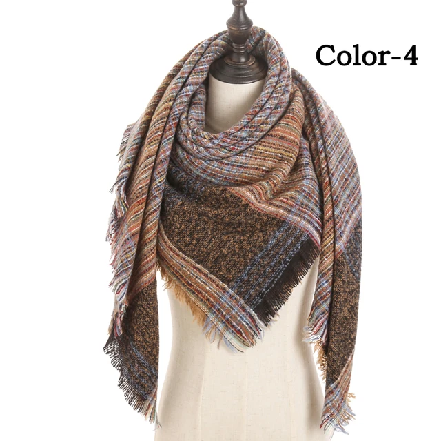 2021 new Cashmere Scarf For Women Plaid Knitted Triangle Pashmina Winter Warm Shawl Wraps Bufanda Female Soft Neck Echarpe UE-4