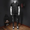 2024 High Quality Fall on The New Fashion Handsome Trend Everything Black Stand Collar Large Size Cowboy Vest Man   Vest for Men 3