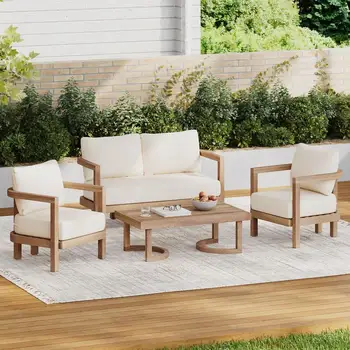 4-Piece Acacia Deep Seating Patio Set 1