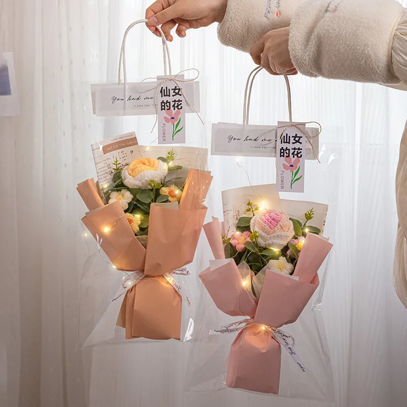 

Готовые вязаные цветы, розы, букет из искусственных подсолнухов, подарок на день матери на свадьбу, день рождения, украшение для дома