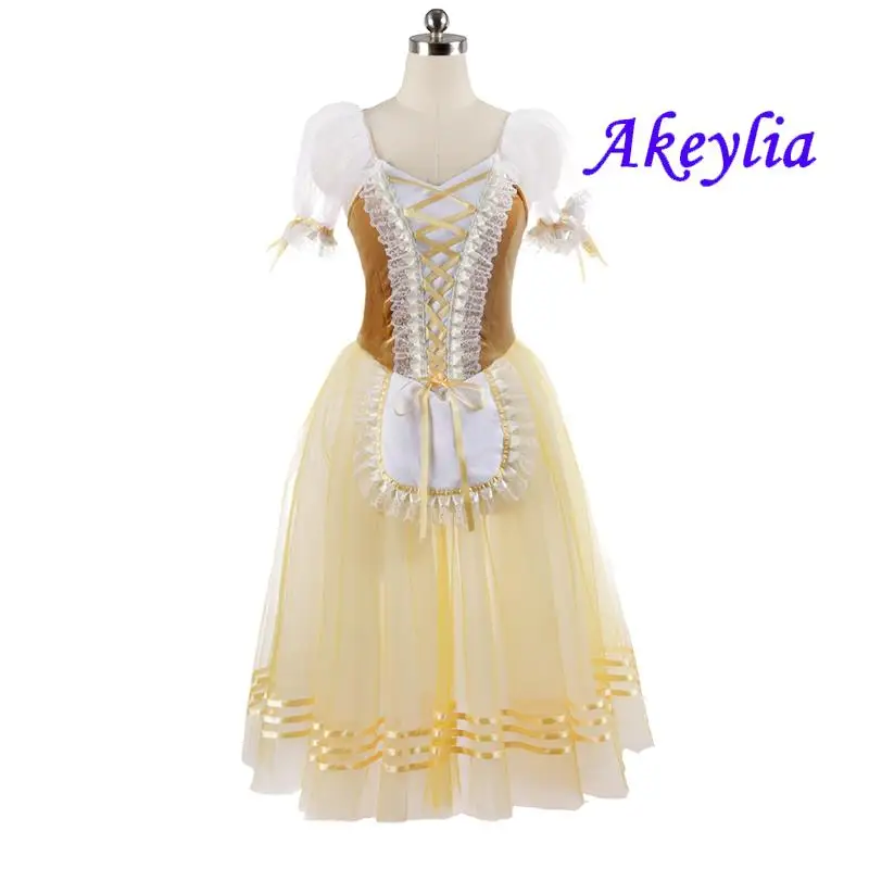 

light yellow romantic Ballet tutu long Emerald adult professional Ballerina Stage Performance competitionballet dress women blue